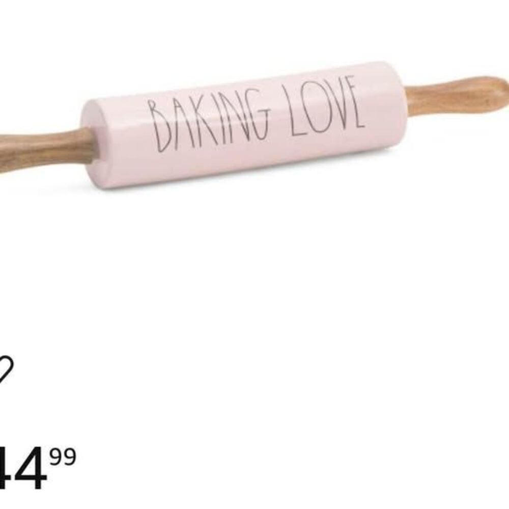 Rae Dunn BAKING LOVE Rolling Pin Ceramic New